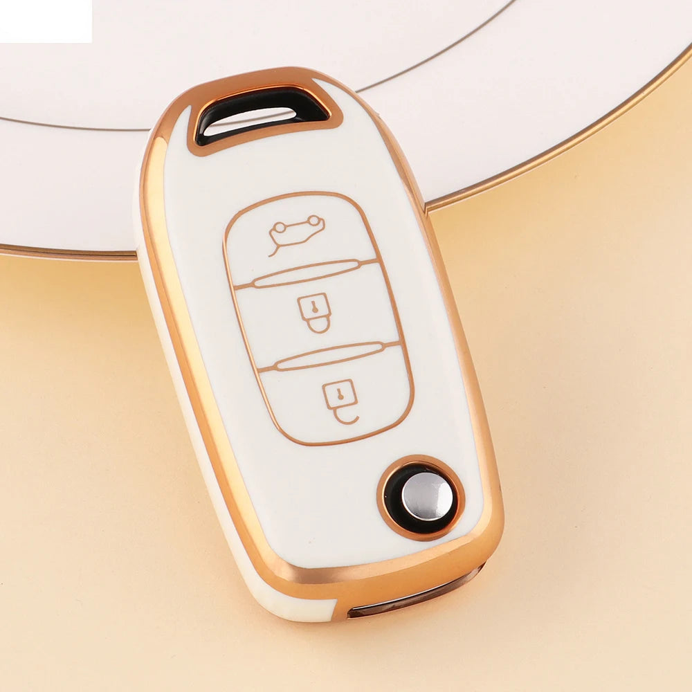 TPU Car Flip Key Case Cover Shell For Renault Kwid 2023 Kadjar Captur Megane Sandero Stepway Logan Clio 5 2022 Arkana 2020 2021