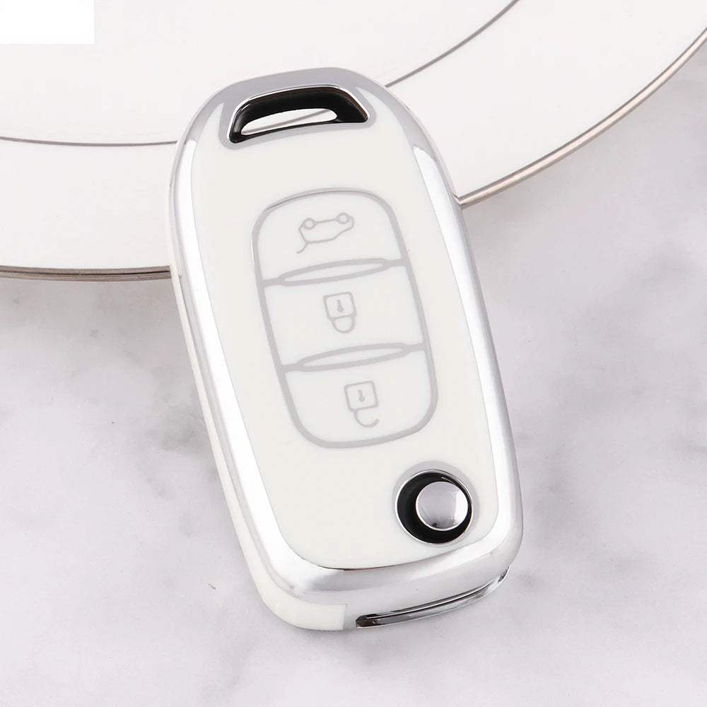 TPU Car Flip Key Case Cover Shell For Renault Kwid 2023 Kadjar Captur Megane Sandero Stepway Logan Clio 5 2022 Arkana 2020 2021